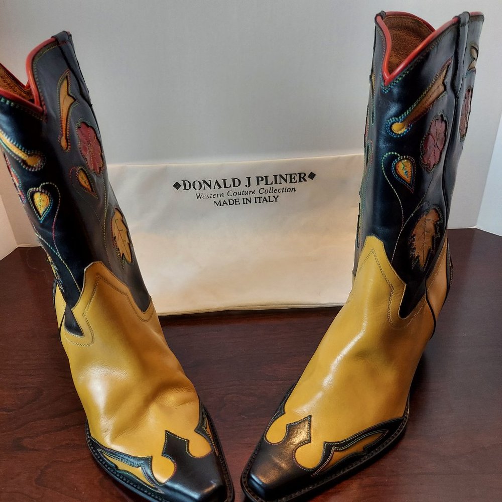 Donald J. Pliner Women's Two-Tone Yellow and Black Western Boots